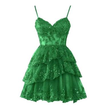 Imagem de Vestido de boas-vindas Hanshi E-commerce, aplique de renda, tule verde