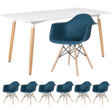 Imagem de Loft7, Mesa de jantar retangular Eames 80 x 160 cm + 6 cadeiras Eiffel DAW
