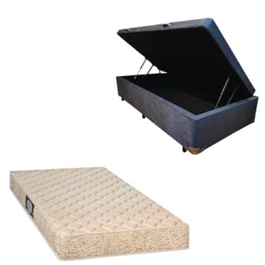 Imagem de Cama Box Baú Blindada com Colchão de Espuma Toulon D33 (SUEDE CINZA, Solteiro)