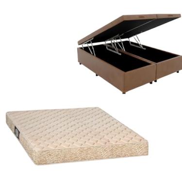 Imagem de Cama Box Baú Bipartida Blindada com Colchão de Espuma Toulon D33 (CORINO MARROM, Casal Bipartido)