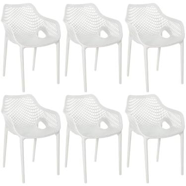 Imagem de Kit 6 Cadeiras de Jantar Design Suits com Braços Empilhável em Polipropileno - Branco