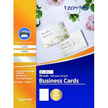 Imagem de VZCPYTPM Cartões de visita imprimíveis 5 x 9 cm, 90 cartões personalizáveis em branco, para impressoras a jato de tinta e laser, cartões personalizados, cartolina DIY