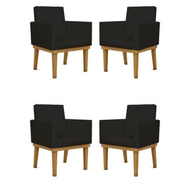 Imagem de Kit 04 Cadeiras Courino Cor preto
