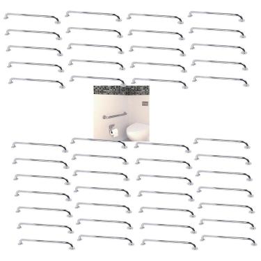 Imagem de Alça De Apoio 80cm Barra Inox Kit 46 Unidades Segurança Idoso Cadeirante Gestante Acessibilidade