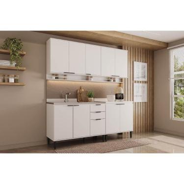 Imagem de Cozinha Modulada Completa Alpha 4 Peças (2aéreos+2balcões) C4p175 Branco - Carraro