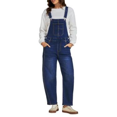 Imagem de Macacão luvamia, macacão feminino, desleixado, azul, XXL