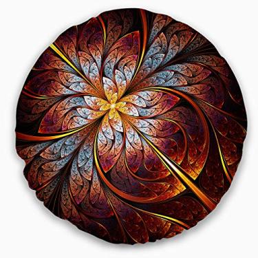 Imagem de Design floral vermelho e azul flor fractal sala de estar redonda, sofá, almofada de alta qualidade + capa de almofada impressa em ambos os lados 50 cm