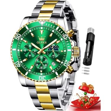 Imagem de Relógio Masculino Luxo Negócios, à Prova D'água, Relógio Mostrador de Data, Quartzo Pulseira em Aço Inoxidável Relógios de Pulso Masculinos Verde 2870