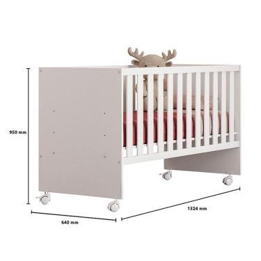 Imagem de Berço Nacional Doce Sonho 3540 com Cômoda Infantil Duda Branco Brilho – Phoenix Baby