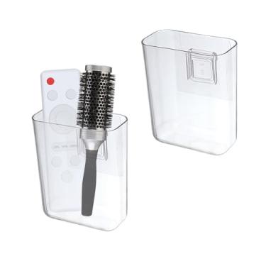 Imagem de Sgphrzlt Suporte de caneta transparente para controle remoto sem perfuração, suporte adesivo de acrílico para TV para armazenamento de cabeceira de escritório, caixa organizadora de mídia universal