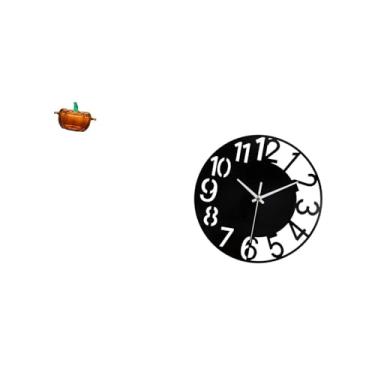 Imagem de Fenteer Prato de Vidro para Doces em Formato de Abóbora, Pote para Biscoitos com Tampa E Relógio de Parede Decorativo em Acrílico, Silencioso, Fácil, R