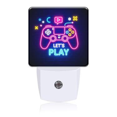 Imagem de Luz noturna com controle de jogo neon, luzes noturnas conectadas à parede, sensor de crepúsculo ao amanhecer, lâmpada de LED de 0,5 W para decoração de quarto