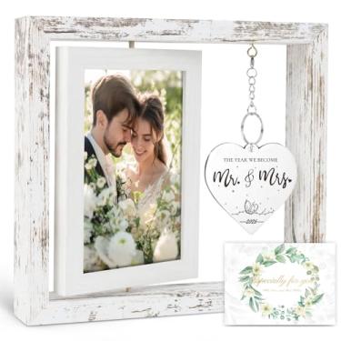 Imagem de PIKPEOD Presentes de casamento para casais 2026, presentes de noivado para casais, presente de casamento personalizado para recém-casados, presente de chá de panela, porta-retrato flutuante giratório