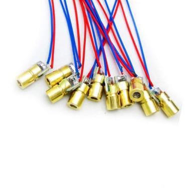 Imagem de KEAcvise 10 peças 5V 650nm 5mW Red Dot cabeça de diodo laser, 6 mm OD com condutores, para instrumentos de nível e laser