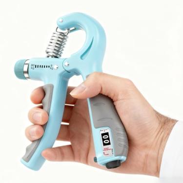 Imagem de Treinador de força de aderência ajustável – Fortalecedor resistente para homens/mulheres, exercitador de mão com contagem de precisão para fitness e treinamento profissional (contagem mecânica - azul