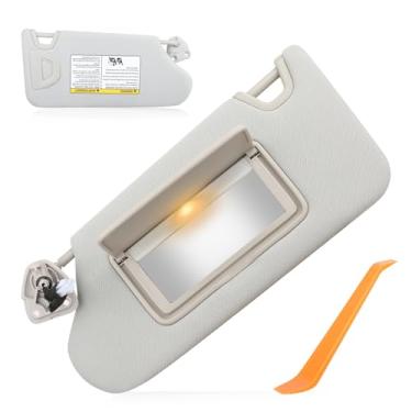 Imagem de Viseira de sol cinza do lado esquerdo do motorista adequada para Nissan Altima 2013 2014 2015 2016 2017 2018 com luz, sem viseira de proteção solar de teto solar substitui # 96401-3TA2A, 964013TA2A