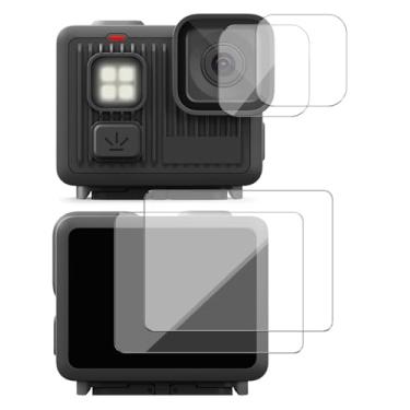 Imagem de YAJOJO [Pacote com 2 + 2] Protetor de tela para GoPro LIT Hero, protetor de tela e protetor de lente para câmera de ação GoPro LIT Hero, vidro temperado ultra transparente com dureza 9H, antiarranhões