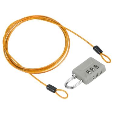 Imagem de PATIKIL Cabo de aço de segurança de 2 m (199,9 cm) com trava de combinação de 3 dígitos, 1 conjunto de cadeado de viagem revestido de PVC corda de arame de segurança laço duplo para mala de bagagem