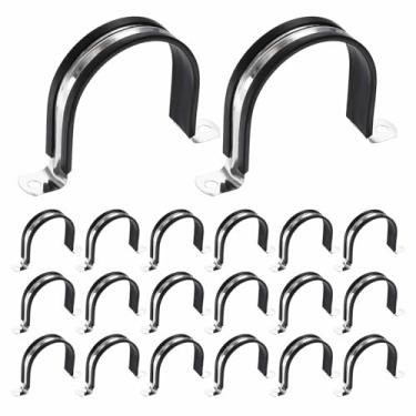 Imagem de HARFINGTON Braçadeira de alça de tubo em U M69, grampo forrado de aço inoxidável 304 de 67 mm, braçadeira isolada acolchoada de plástico para uso doméstico marítimo industrial automotivo