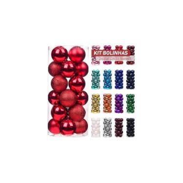 Imagem de Kit de 24 Bolas Natalinas Decorativas, Plástico Rosé, 6cm, Texturas Variadas com Glitter e Efeito Espelhado para Árvore de Natal