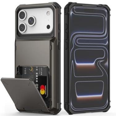 Imagem de Nvollnoe Capa compatível com iPhone 17 Pro Max com suporte para cartão [loja 5 cartões] Capa carteira resistente à prova de choque de camada dupla com compartimento para cartão oculto grande capa de