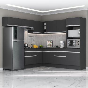 Imagem de Armário Cozinha Completa Com Rodapé Multimóveis Preto/branco