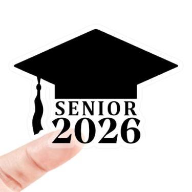 Imagem de Pacote com 50 adesivos de formatura sênior 2026 – etiquetas de vinil preto para convites, anúncios, sacolas de presente, copos e selos de envelope – decorações de festa de formatura de 4 cm