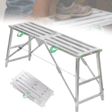 Imagem de Plataforma De Andaime DobráVel,Mesa DobráVel PortáTil Com PéS Silenciosos E Antiderrapantes, Altura AjustáVel, Suporte ReforçAdo, Adequada Para Materiais De ConstruçãO, 160 * 40 Cm