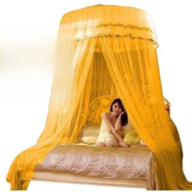 Imagem de Mosquiteiro de Teto Gigante Casal/Queen/King com Abertura Lateral 14m Tela Fina Anti-Inseto(Amarelo,Normal s/abertura lateral)