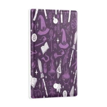 Imagem de Blueangle Placa de parede decoradora de capa em branco, tamanho padrão 1 gangue Halloween Witch Switch Cover para quarto de escritório em casa, 4,53 x 2,76 polegadas (7)