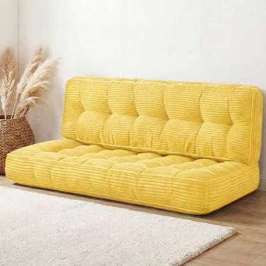 Imagem de Vercraft 2 almofadas grandes de veludo cotelê ultra tufado, travesseiro longo, sofá-cama, 150 x 60 x 11 cm, almofada de banco de veludo quente gigante com espuma viscoelástica para sala de estar de