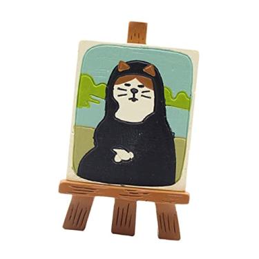 Imagem de Naroote Requintado Estátua de Mesa de Gato, Escultura de Animal Fofo, Ornamento de Resina, Ideal para Decoração de Estante de Sala de Estar (#16)