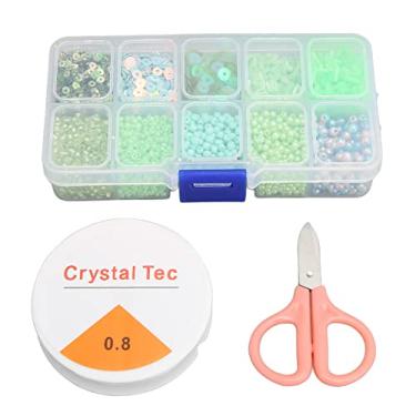 Imagem de Conjunto de contas para fazer joias, kit de acessórios para colar de pulseira DIY com 10 formatos diferentes, cores, contas de plástico, tesoura de fio elástico para amantes de