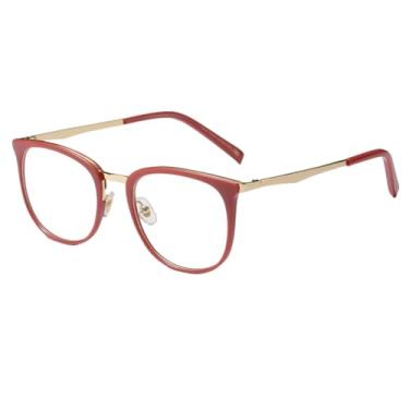 Imagem de Óculos de grau femininos com pernas de metal e armação de metal (C3 RoseRed transparente)