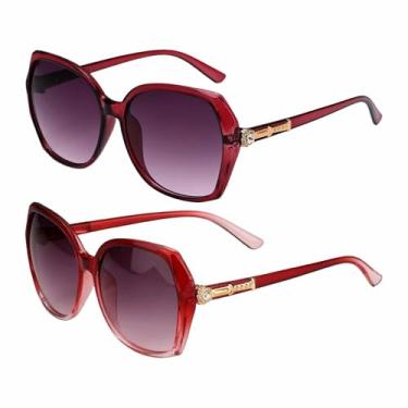 Imagem de HARFINGTON 2 peças de óculos de sol para mulheres e homens, óculos de sol de policarbonato com armação quadrada grande, óculos de sol modernos para dirigir, fazer compras e tirar fotos, gradiente