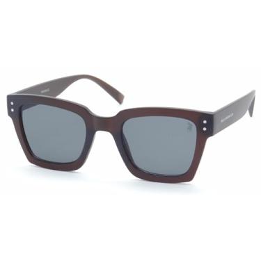 Imagem de Óculos de Sol Polo London Club Unissex desing quadrado Clásssico, lente fume em Policarbonato com Proteção UV400, Kit contém Case e flanela (Marrom) VA5046-C2