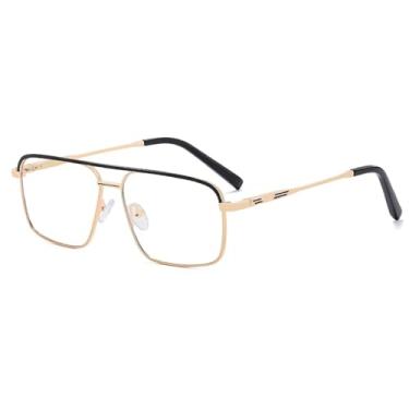Imagem de Armação de óculos de metal com dobradiça de mola (preto e dourado)