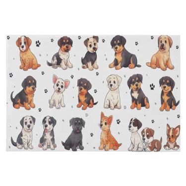 Imagem de Wassud Tapete de porta de cachorro de desenho animado 61 x 89 cm, tapete de área lavável antiderrapante com suporte de borracha, tapete macio e macio para sala de estar, quarto, entrada, entrada