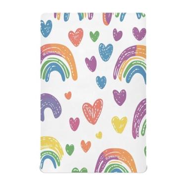 Imagem de CEBUGI Lençol de berço elástico para bebês meninos e meninas, arco-íris, portátil, mini lençol com elástico para crianças, material neutro, ultra macio, colchão infantil padrão completo, P