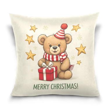 Imagem de Wassud Capas de almofada decorativas de urso de Natal 40,6 x 40,6 cm para sofá, sofá, casa, casa de fazenda, decoração de quarto