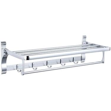 Imagem de Toalheiro de alumínio para casa de banho, hotel, casa de banho, dobrável, multifuncional, prata, suporte de toalha, ferragens para casa de banho/prata