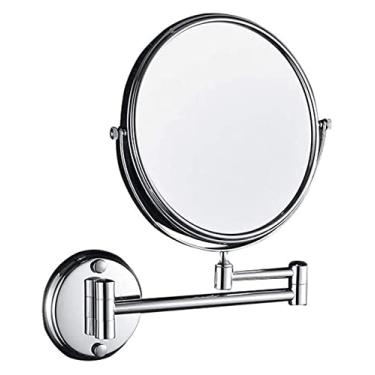 Imagem de YYBOES Espelho de maquiagem montado na parede espelho cosmético de 20 cm banheiro pendurado na parede espelho giratório dobrável espelho dupla face