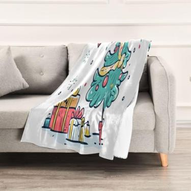 Imagem de Wassud Cobertores e mantas de Natal 152 x 228 cm Cobertor de Feliz Natal para sofá, cobertor quente de lã de pelúcia aconchegante para cama, sofá, cadeira, decoração de casa