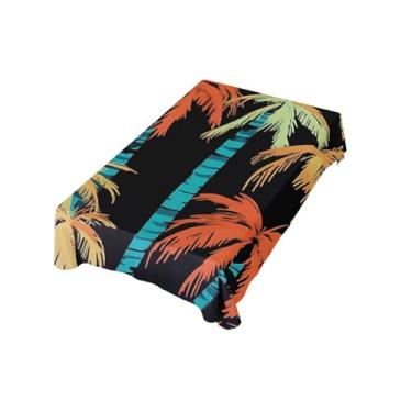Imagem de WELLDAY Toalha de mesa retangular com 3 palmeiras havaianas 152 x 272 cm, capas de mesa laváveis resistentes a manchas e rugas para casamento, festa, banquete