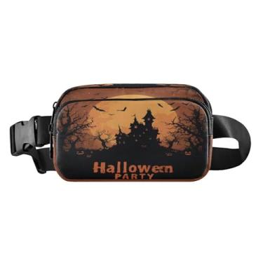 Imagem de CEBUGI Pochetes de caminhada para homens e mulheres, fundo de Halloween, moderno, resistente à água, com cinto ajustável para treino, viagem, corrida