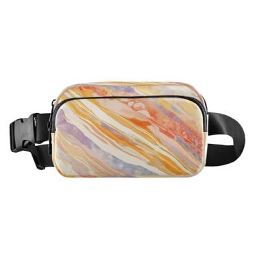 Imagem de CEBUGI Pochetes de caminhada para homens e mulheres, pochetes modernas listradas de mármore resistentes à água com cinto ajustável para treino, viagem, corrida