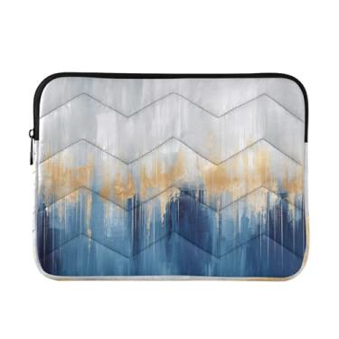 Imagem de Wassud Capa para laptop 14 polegadas azul dourado à prova de choque à prova d'água poliéster bolsa para laptop capa para notebook computador tablet