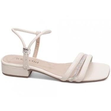 Imagem de Sandália Feminina Salto Baixo Saltinho Ajuste Abs Manta Strass 2,5cm-Feminino
