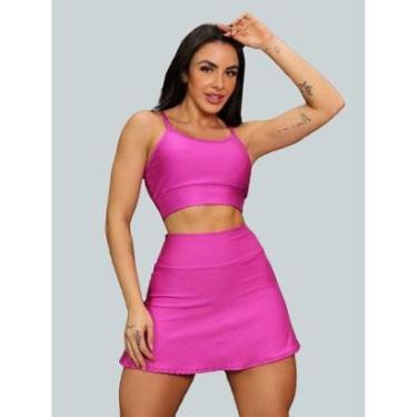 Imagem de Conjunto Short Saia Academia Saia Beach Tennis Com Short Interno Donna Martins-Feminino