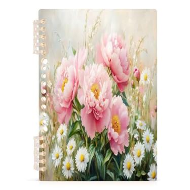 Imagem de Burbuja Caderno de flores, papel pautado universitário A5 com 60 folhas, fichário para escritório, 1 pacote